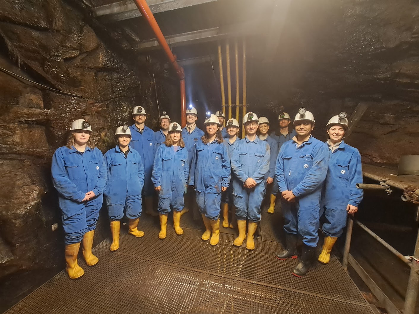 Workshop participants underground in the Freiberg silver mine
